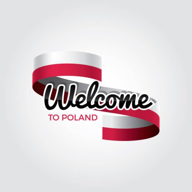 Polonya bayrağına hoş geldiniz. Vatansever tasarım. Vektör illüstrasyonu.