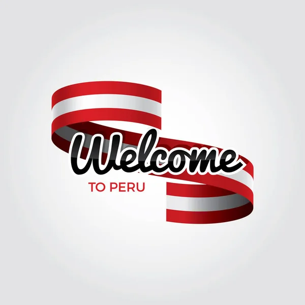 Добро Пожаловать Флаг Перу Патриотический Дизайн Векторная Иллюстрация — стоковый вектор