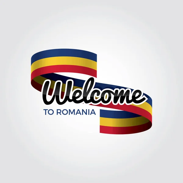 Bienvenidos Bandera Rumania Diseño Patriótico Ilustración Vectorial — Vector de stock