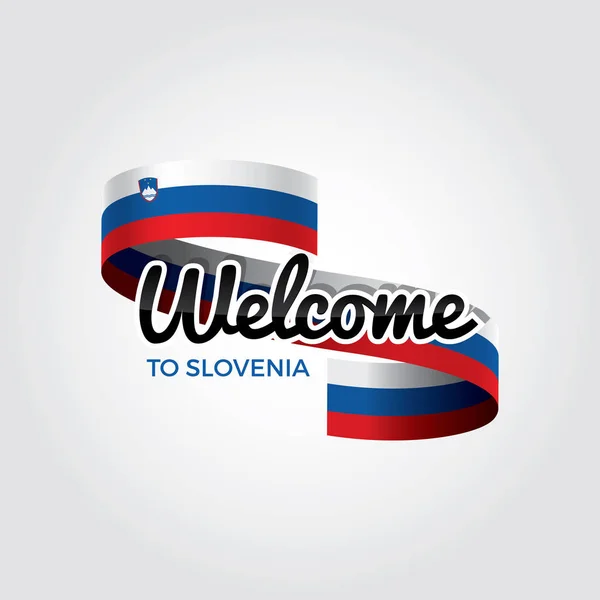 Bienvenido Eslovenia Bandera Diseño Patriótico Ilustración Vectorial — Vector de stock