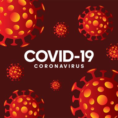 COVID-19 corona virüs vektör konsepti renkli doğrusal çerçeve veya koyu arkaplan üzerindeki illüstrasyon