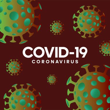 COVID-19 corona virüs vektör konsepti renkli doğrusal çerçeve veya koyu arkaplan üzerindeki illüstrasyon