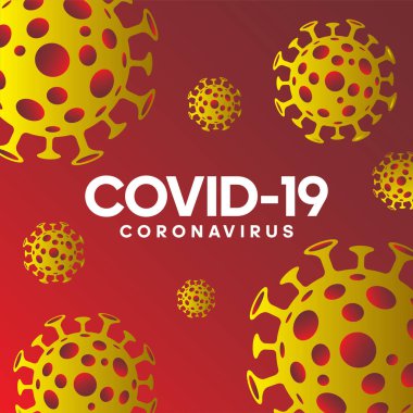 COVID-19 corona virüs vektör konsepti renkli doğrusal çerçeve veya koyu arkaplan üzerindeki illüstrasyon