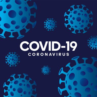 COVID-19 corona virüs vektör konsepti renkli doğrusal çerçeve veya koyu arkaplan üzerindeki illüstrasyon