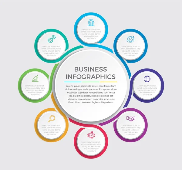 Infográfico Vetor Design Ícones Marketing Podem Ser Usados Para Layout —  Vetores de Stock