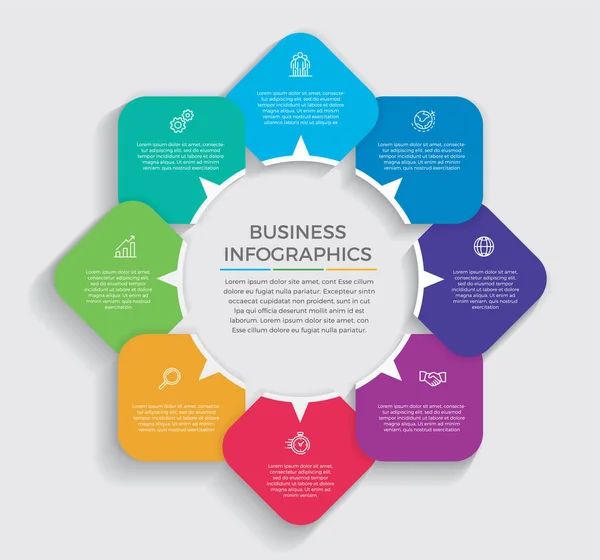 Infográfico Vetor Design Ícones Marketing Podem Ser Usados Para Layout — Vetor de Stock