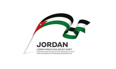 Ürdün bayrağı, beyaz arkaplanda vektör illüstrasyonu