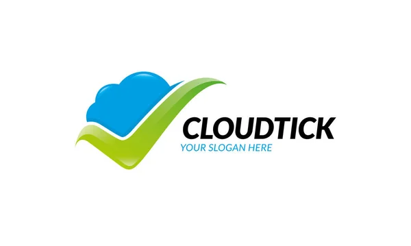 Cloud Tick Logo Template — Stock Vector