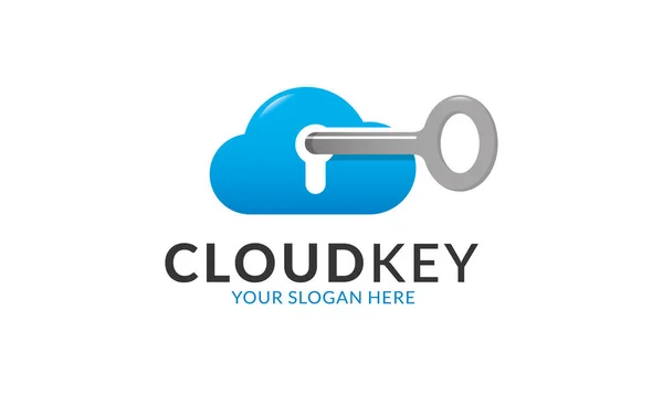 Cloud Key Lock Logo Template — Stock Vector