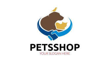 Evcil hayvan dükkanı logosu şablonu. Minimalist ve modern logo şablonu.