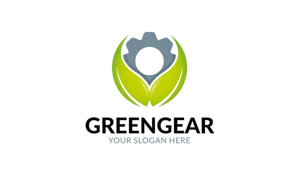 Szablon Logo Green Gear Minimalistyczny Nowoczesny Szablon Logo — Wektor stockowy