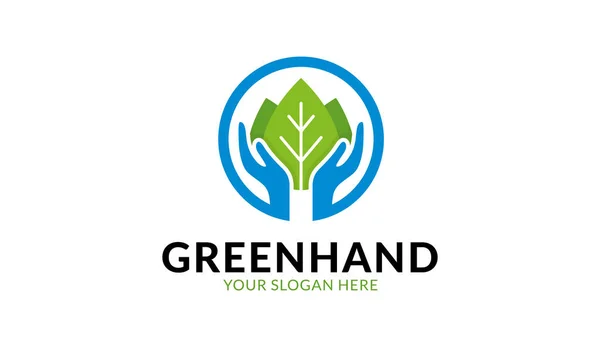 Szablon Logo Green Hand Minimalistyczny Nowoczesny Szablon Logo — Wektor stockowy