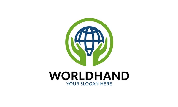 World Hand Logo Şablonu Minimalist Modern Logo Şablonu — Stok Vektör
