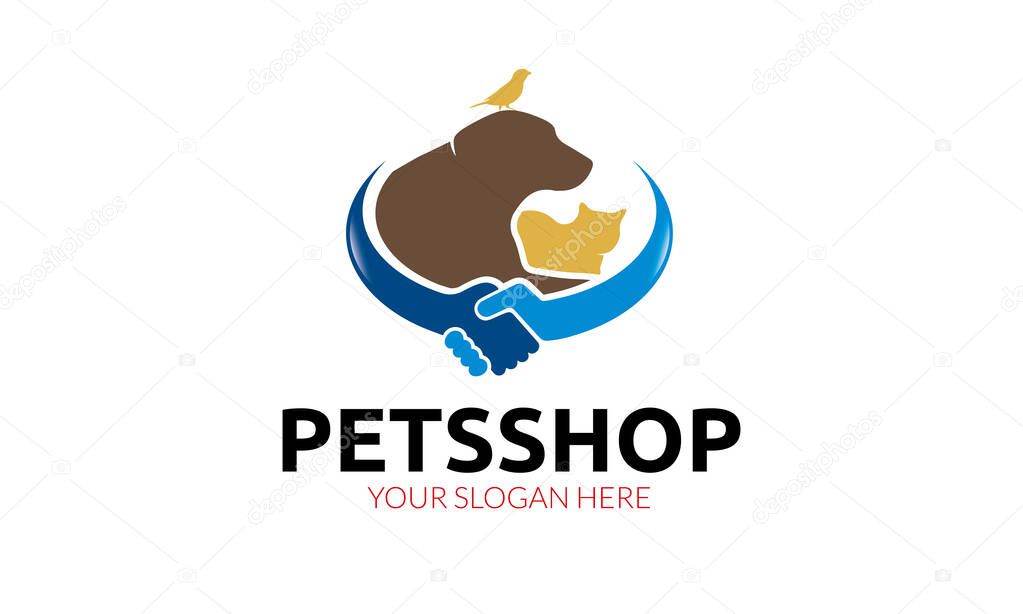 Pets shop logo template.Minimalist and modern logo template