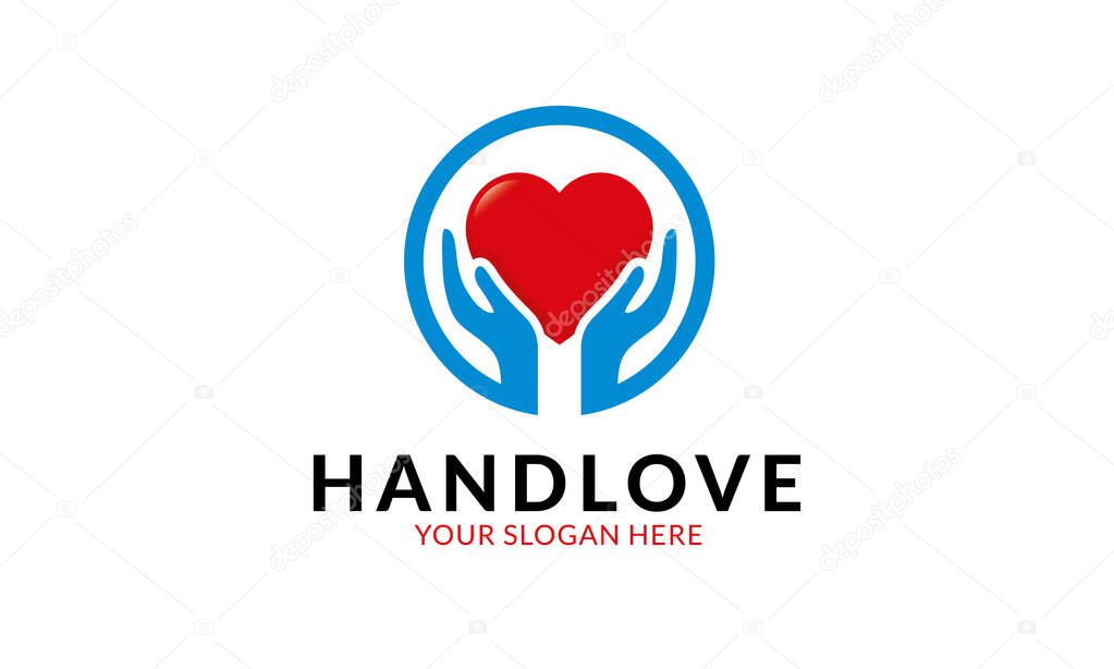 Hand Love logo template.Minimalist and modern logo template