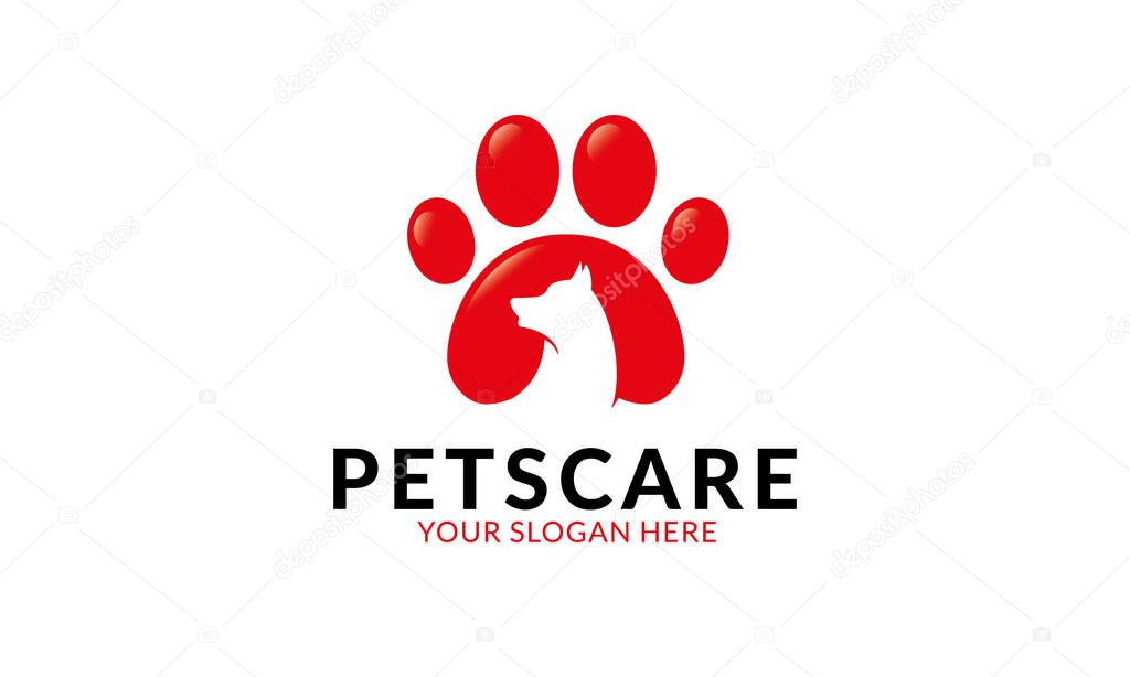 Pets care logo template.Minimalist and modern logo template
