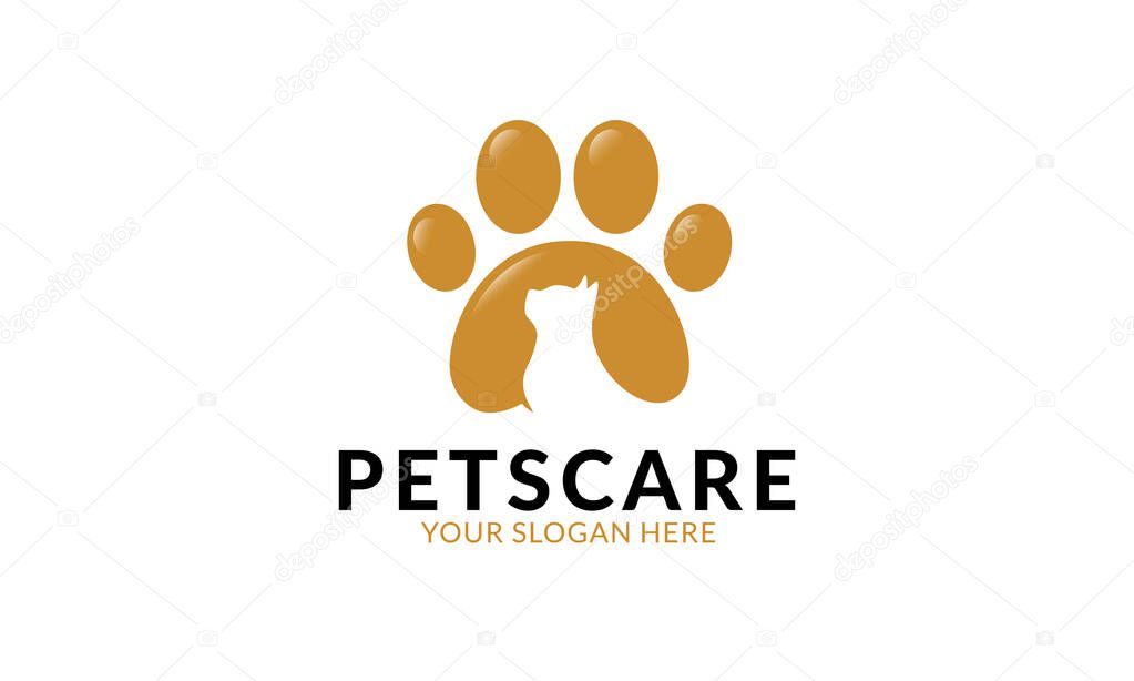 Pets Care logo template.Minimalist and modern logo template