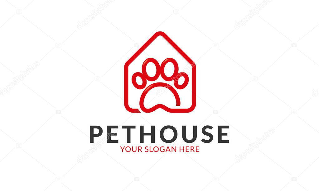 Pet house logo template.Minimalist and modern logo template
