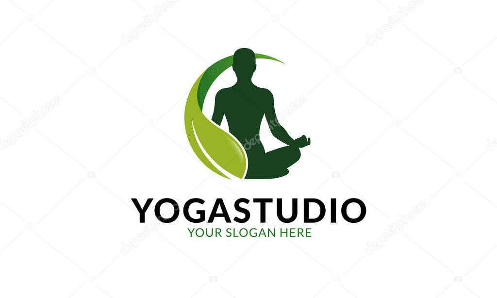 Yoga studio logo template.Minimalist and modern logo template