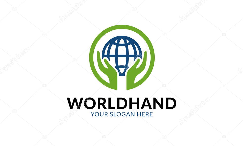 World Hand logo template.Minimalist and modern logo template