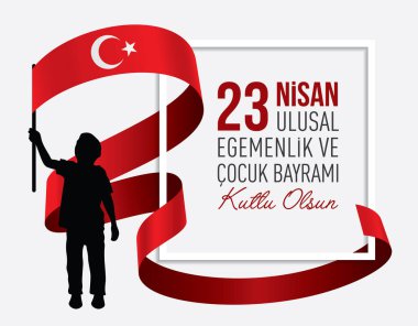 Cocuk Bayrami 23 nisan 'ın vektör illüstrasyonu: Türkiye Ulusal Egemenlik ve Çocuk Günü, Türk bayramına grafik tasarımı, çocuk simgesi, çocuk logosu.