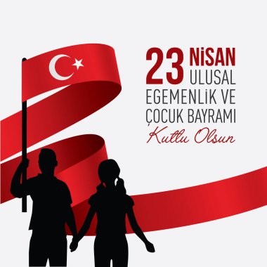 Cocuk Bayrami 23 nisan 'ın vektör illüstrasyonu: Türkiye Ulusal Egemenlik ve Çocuk Günü, Türk bayramına grafik tasarımı, çocuk simgesi, çocuk logosu.