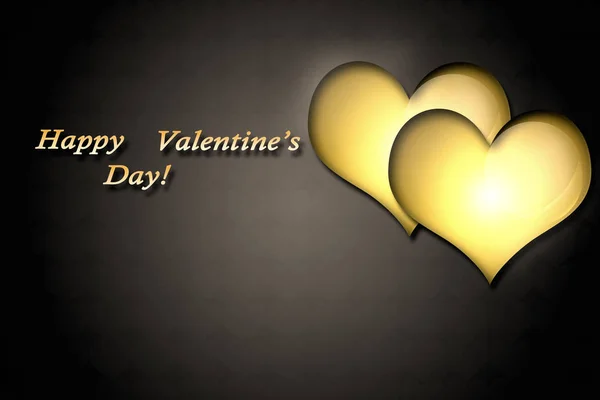 Valentines day card with golden text and hearts — Stock Photo, Image