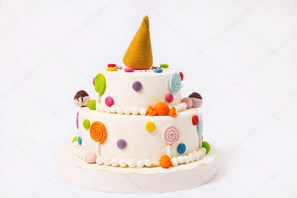 Toy cake on a white background