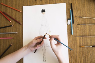 Kız çizim moda kadın giysileri