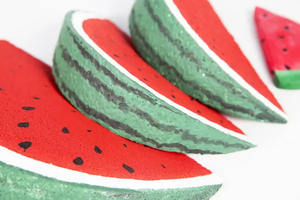 Decoration from watermelon pieces on white backround — Stock Photo, Image