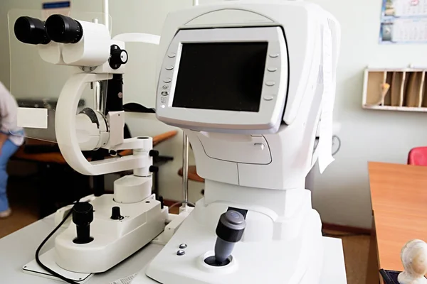 Modern eye testing device standing in the lab