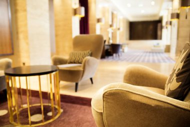 Sırbistan, Belgrad - 30 Mayıs 2017.Lobby. Lobisinde sandalye