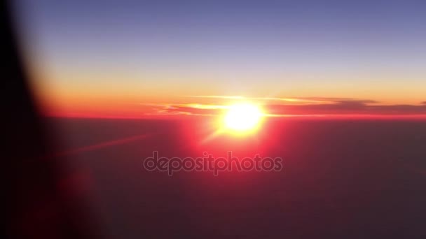 Dawn från fönstret flygplan — Stockvideo