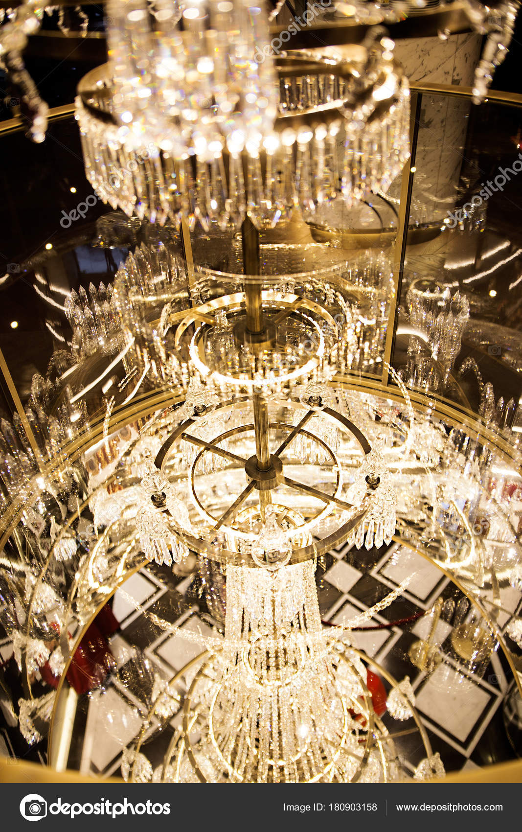 Classic Chic Crystal Chandelier In The Restaurant Stock Photo Classic Chic Crystal Chandelier In The Restaurant Stock Photo