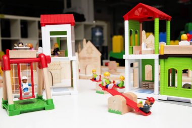 Belarus, Minsk - 25 Şubat 2014. Oluşturucu, ahşap şehir.