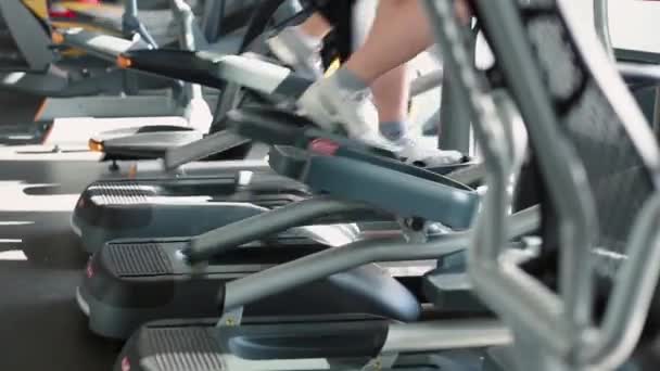 Minsk Belarus Maio 2019 Casal Mais Velho Envolvido Equipamentos Cardio — Vídeo de Stock