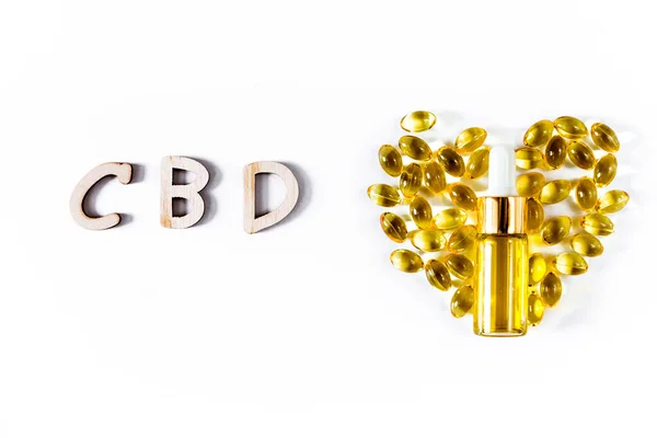 Surtido Cápsulas Productos Medicinales Cannabis Aceite Cbd Aislados Sobre Fondo — Foto de Stock