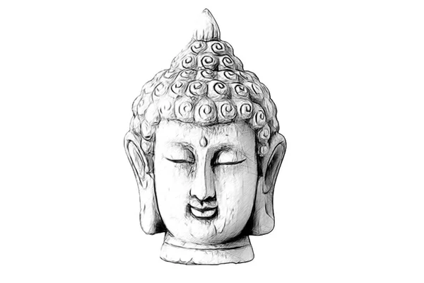 Um desenho com o rosto de buddha —  Vetores de Stock