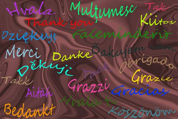 Thank you in different languages on brown background