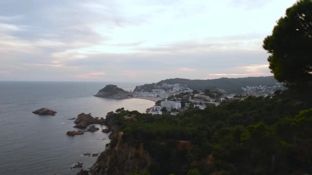 Sunrise Het Dorp Van Tossa Mar Costa Brava — Stockvideo