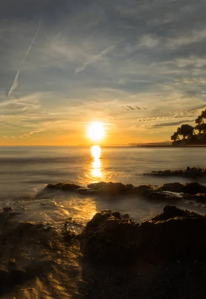 Die Küste von oropesa del mar bei Sonnenaufgang — Stockfoto