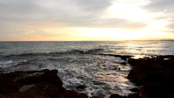 Ακτή Του Benicasim Την Ανατολή Castellon — Αρχείο Βίντεο
