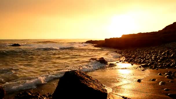 Mer Calme Dans Coucher Soleil Très Nuageux Espagne — Video