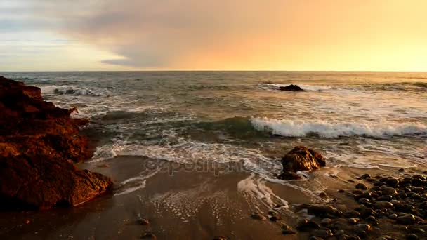 Calm Sea Very Cloudy Sunset Spain — Stock Video