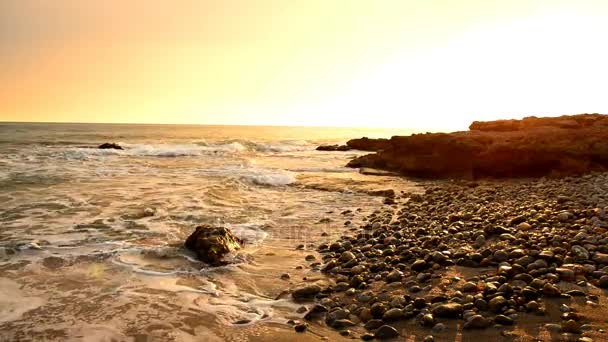 Mer Calme Dans Coucher Soleil Très Nuageux Espagne — Video