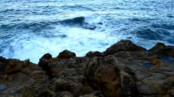 Kıyı Boyunca Bir Kabarma Denizin Dalgaları — Stok video
