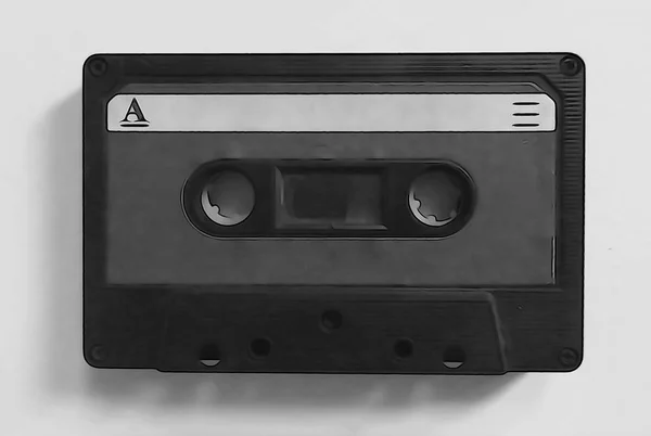 Eski kasetlerden bir ahşap arka plan ile — Stok fotoğraf