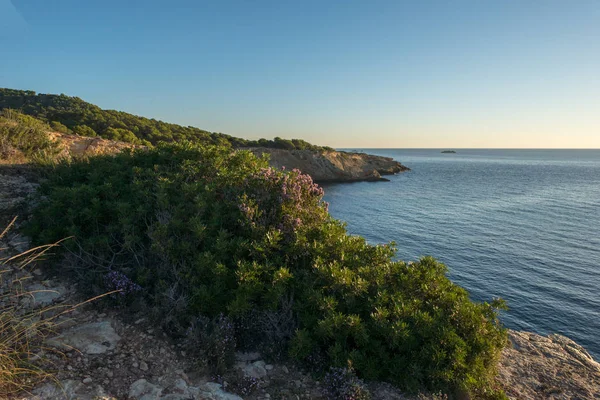 Der rote Ibiza-Bach im Morgengrauen, Baleareninsel — Stockfoto