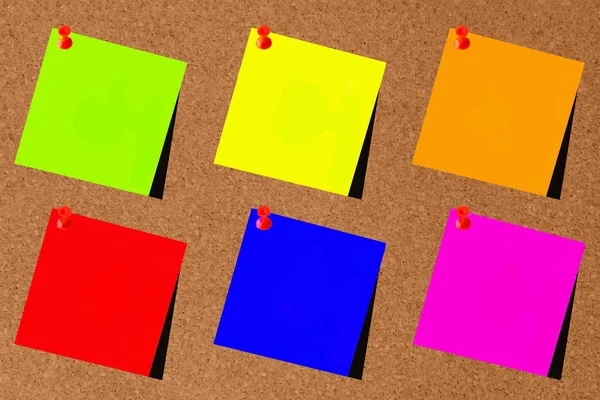 Post-it grün, blau, gelb, rot, orange und rosa mit Schwarzwild — Stockfoto