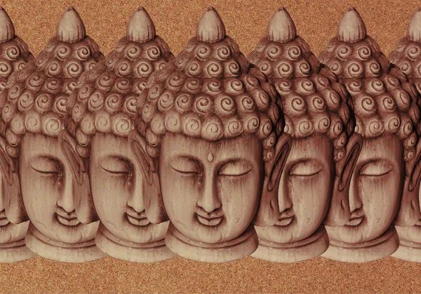 Várias figuras buddha com um fundo laranja — Fotografia de Stock